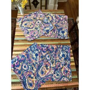 Hav-A-Hank BATIK TIE DYE BANDANA Lot of 4 Scarf Scarves Colorful Paint Splatter
